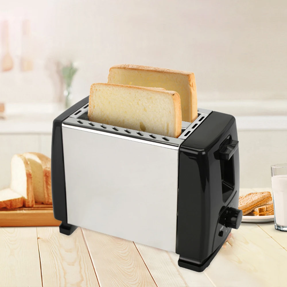 2 ломтика 600 Вт автоматический бытовой тостер полностью из нержавеющей стали в одно касание ярлык тостер с шестиступенчатой регулировкой температуры