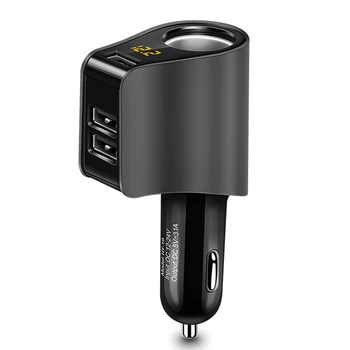 

Hy10 3.1A 3 Usb Fast Charging Car Phone Charger Adapter With Volmeter Cigarette Lighter Socket For Dc 12-24V