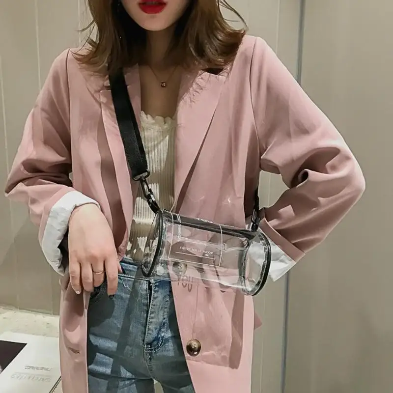 

Transparent PVC Printed Letters Cylinder Shoulder Bag Women Clear Jelly Beach Bags For Women Candy Messenger Crossbody Bag Girls