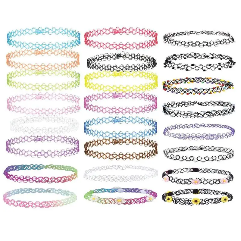 

24PCS Necklace Gothic Henna Tattoo Stretch Elastic Plastic Jewelry Value Pack