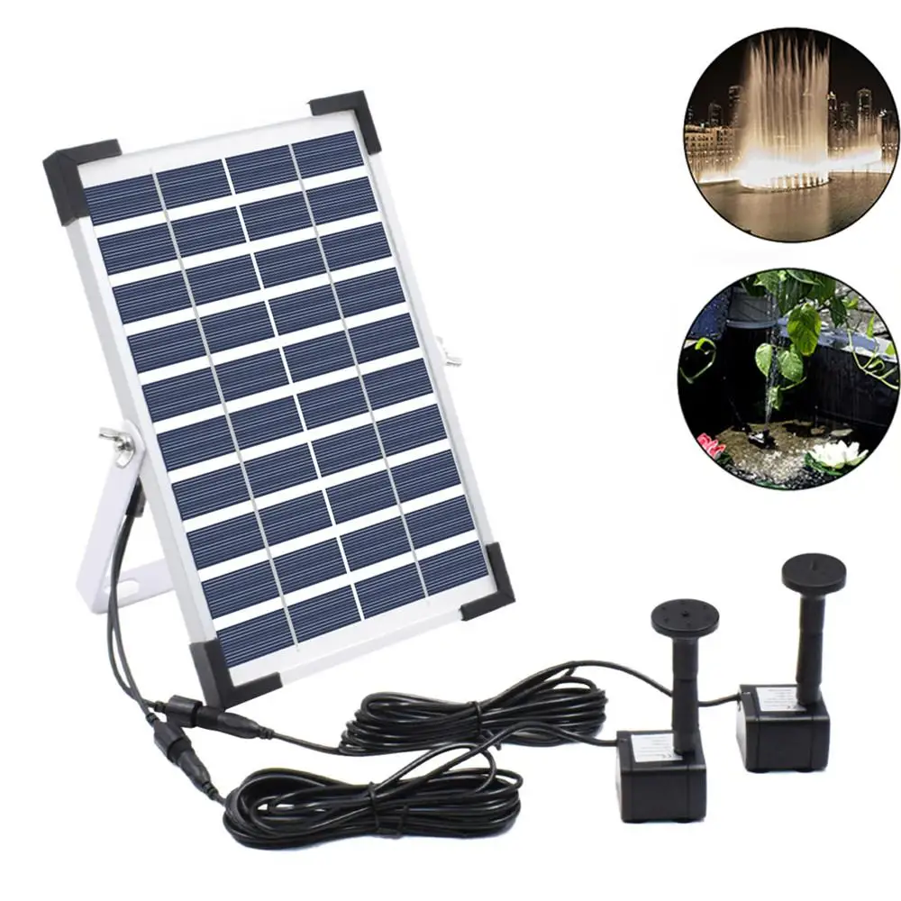 

10V 5W Solar Powered Fountain Double Water Pump Solar Panel Water Fountain Outdoor Garden Pond Submersible Waterfall