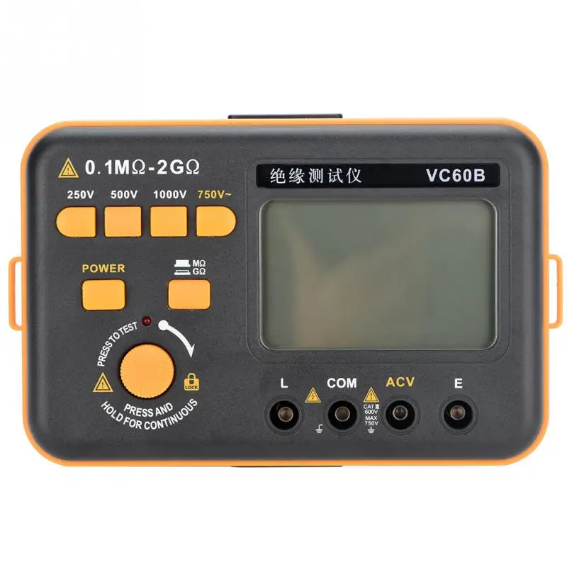 

VC60B LCD Digital Insulation Resistance Tester MegOhm Meter Testers Measure 200ohm/2ohm Tools Accessoey wholesale