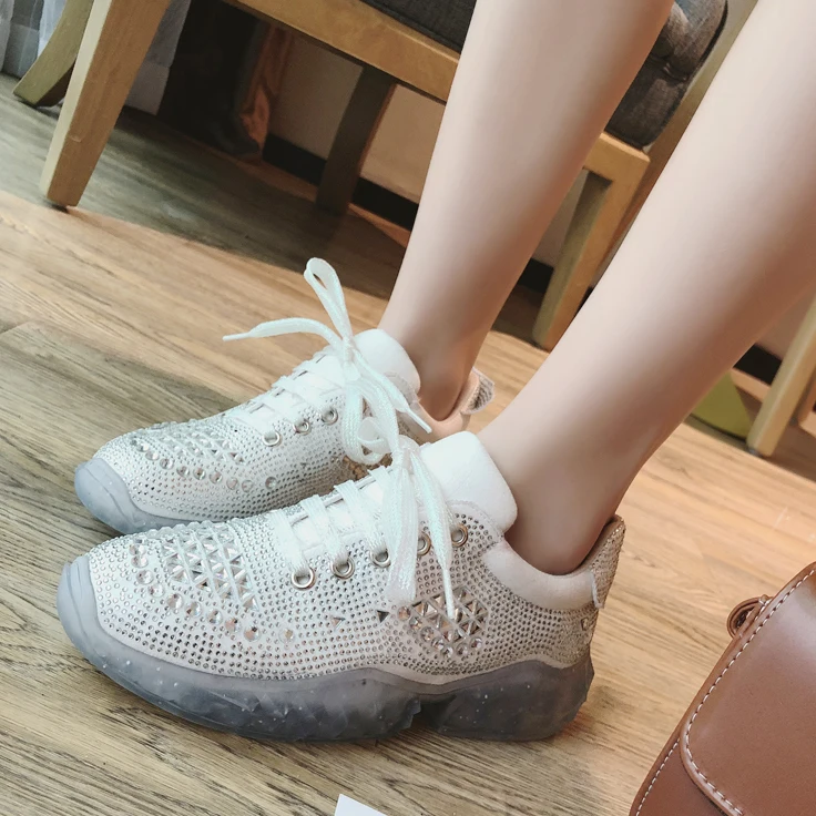 

Brand Flats Shoes Female Silver Sneakers Womens Shoes Hollow Breathable Comfortable Platform Shoes Woman basket femme