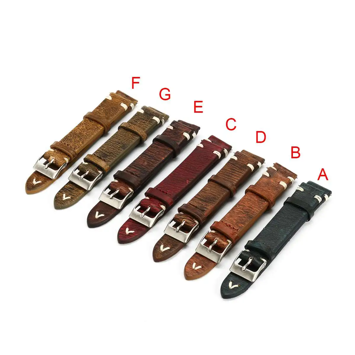 

Retro Distressed Leather Watchband For Men Women Watch Genuine Leather Straps 18-24mm Watch Accessories Wrist Strap For Watches
