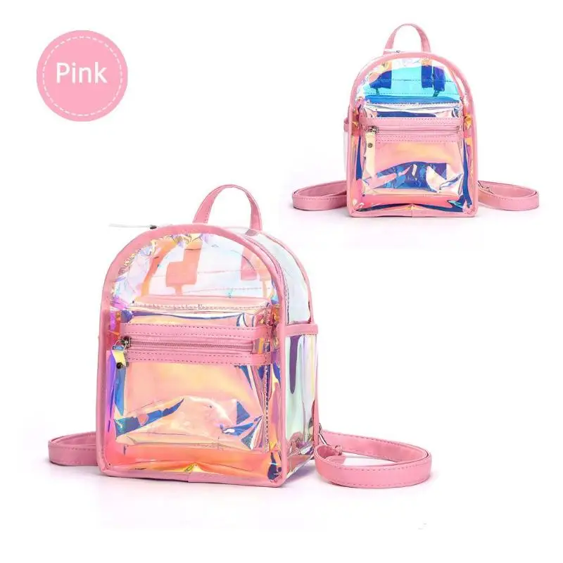 

2pcs/set Backpack Summer Girls Clear Rucksack Personality Lovely Cute Knapsack Satchel Schoolbag Silver Laser Daypack Mochila