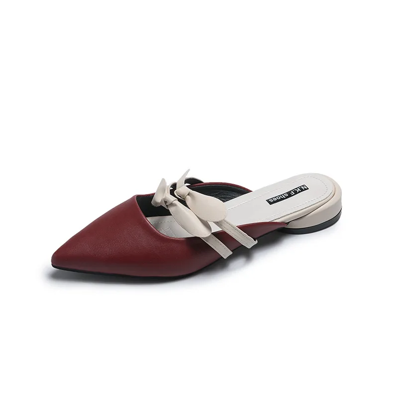 

2019 Spring Summer Women Flat Slippers Comfortable Muller Shoes Slip On Flat Heel Sandals Outdoor Butterfly-knot Slippers