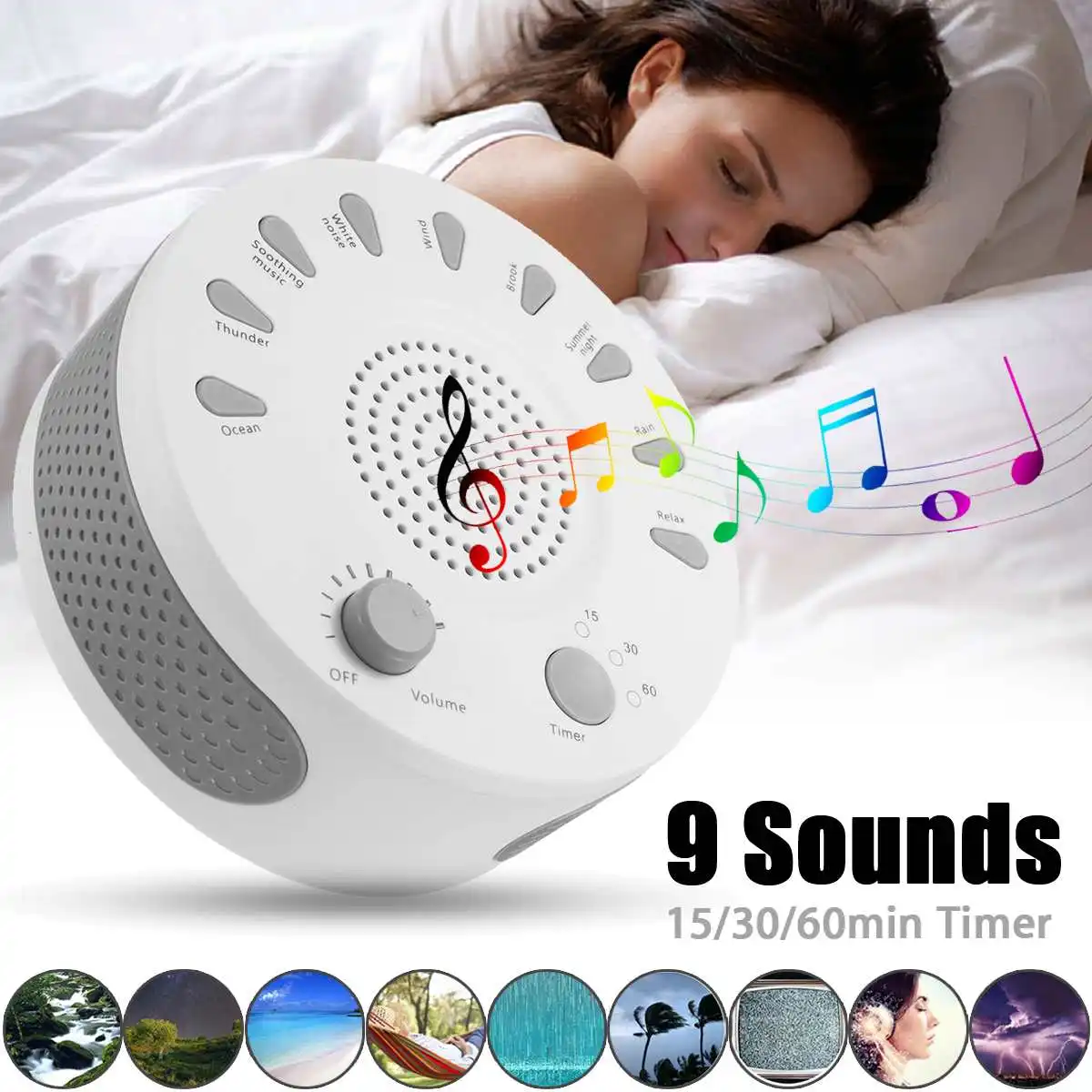 

2019 Rechargeable Noise Baby Sleep Machine Soothers Sleep Helper with Nature Music Sound Machine for Sleep Relax