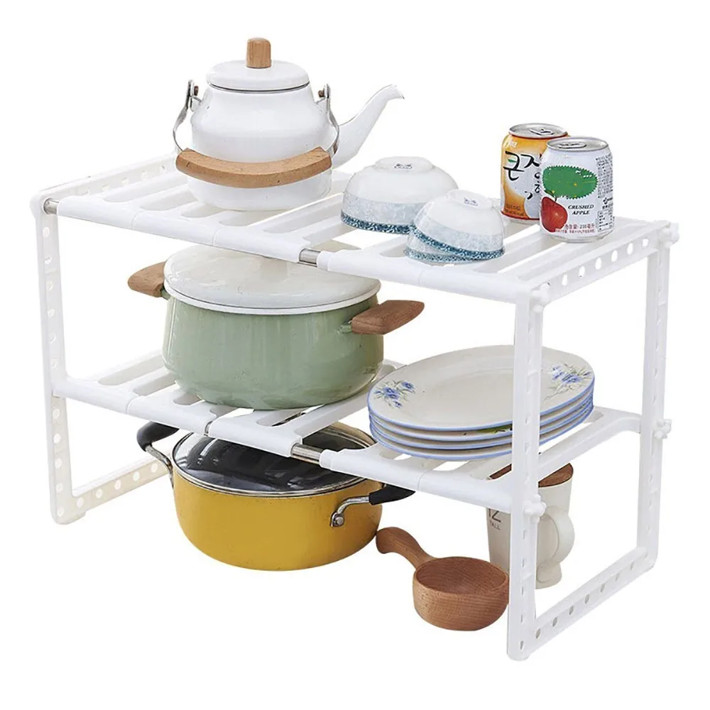 

New Multi-function Adjustable Kitchen Bathroom Rack Stackable Storage Organizer Organizer Space Saving Household New Style
