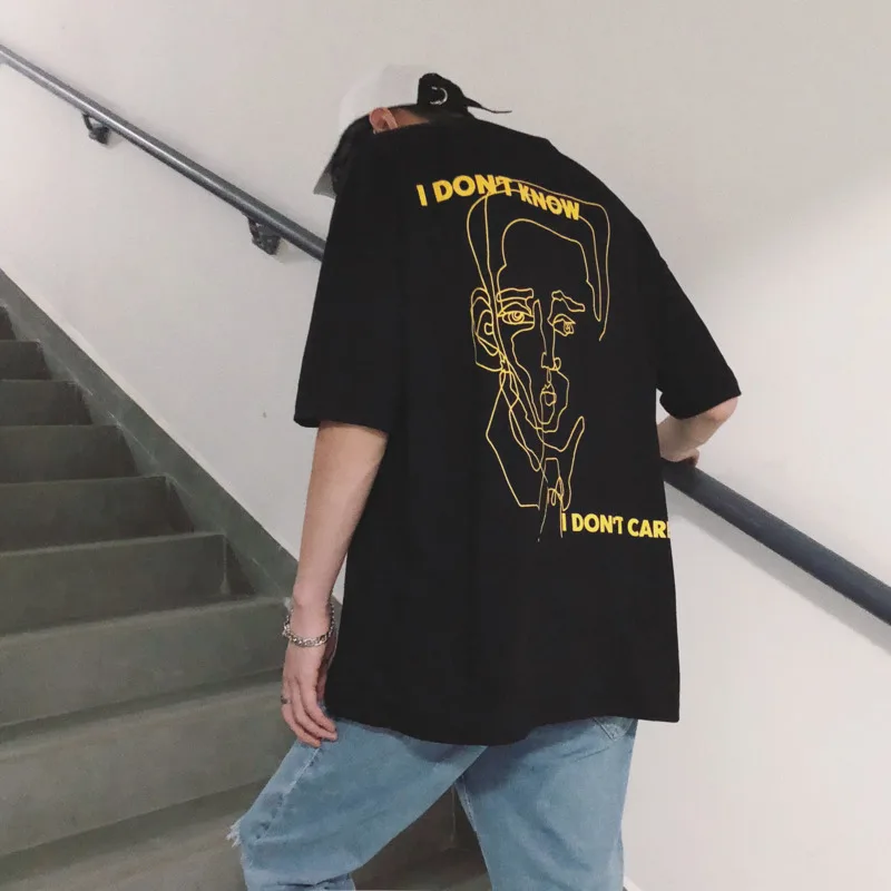 

2019 New Spring And Summer Fashion Trend Korean Version Of The Campus Wind Print Hip Hop Short-sleeved T-shirt Harajuku On Sale
