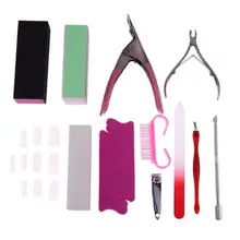 12 шт./компл. профессиональный комплект инструментов для маникюра пилки для ногтей кутикула ноготь машинка для стрижки разделитель пальцев маникюрная щетка набор инструментов