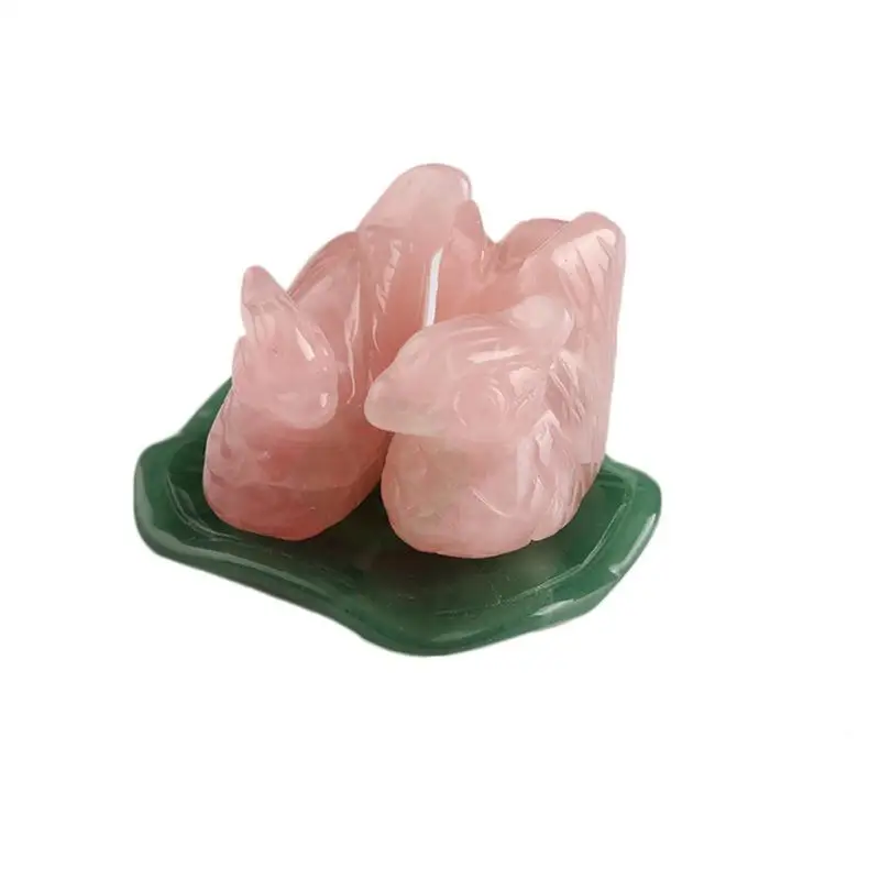 

Natural Powder Crystal Jade Rose Quartz Mandarin Duck Ornaments Hand-Carved Crafts Love Mandarin Duck Home Decoration Ornaments