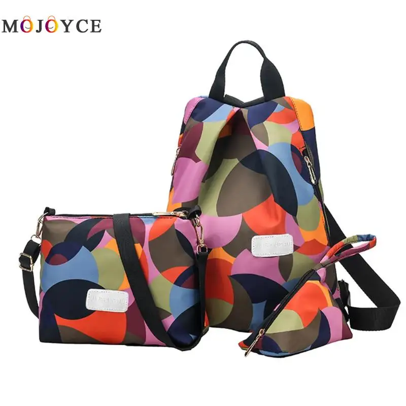 3 шт./компл. рюкзак из ткани Оксфорд Для женщин геометрический принт школьный рюкзак для девочек, дорожная сумка рюкзаки