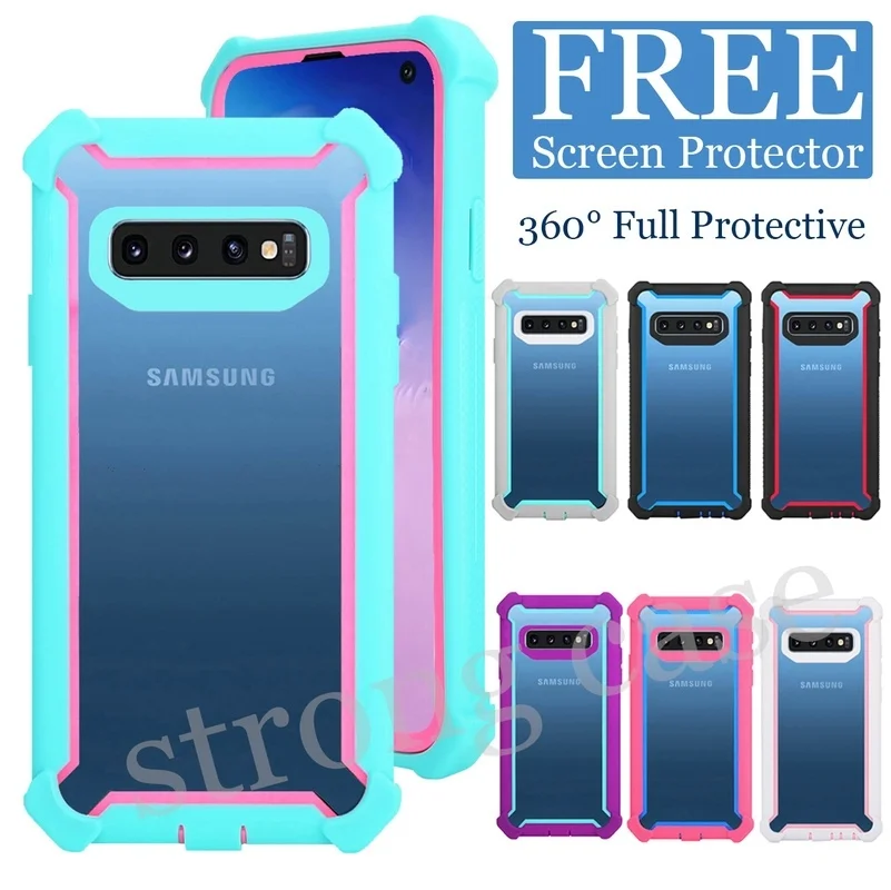 

KSELF Free Screen Film Heavy Duty Protection Case For Samsung Galaxy S10 S10 Plus S8 S9 Plus Note 9 Colorful Full Protective