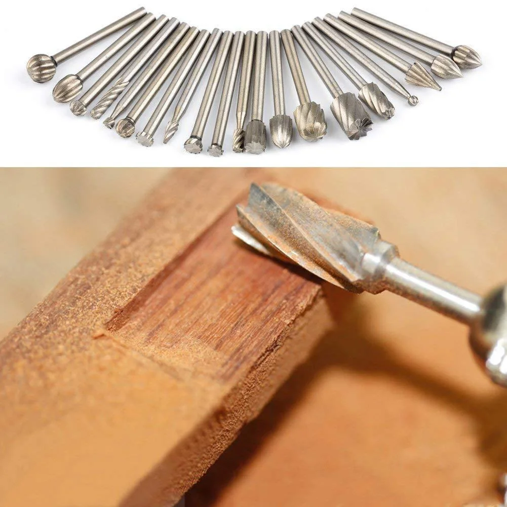 

20 Pcs Rotary Tools Woodworking Carving Set High Speed Steel Drilling Shank File Engraving Tungsten DIY high quality