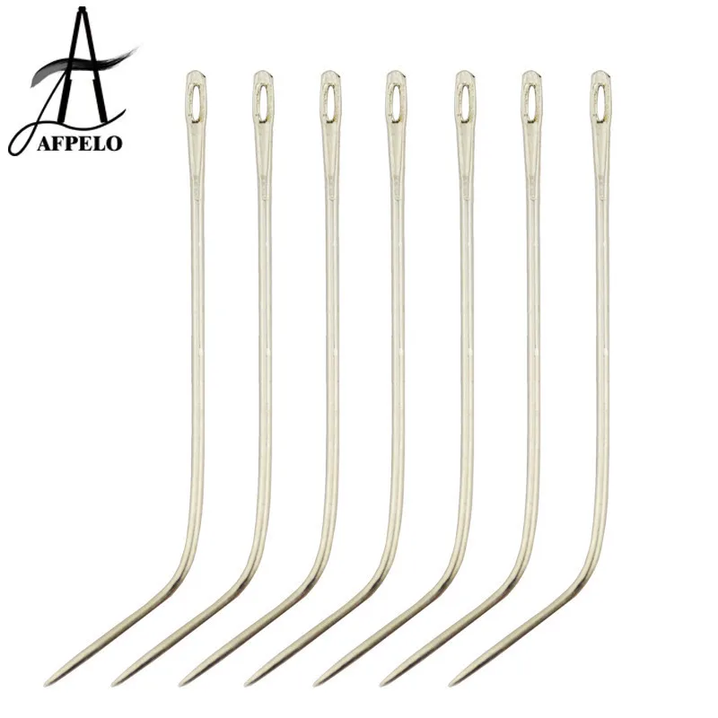 12pcs 6cm/2.5'' J-shaped Needles Threader Sewing/Weaving for Human Hair Extension Weft Weaving Tools | Шиньоны и парики