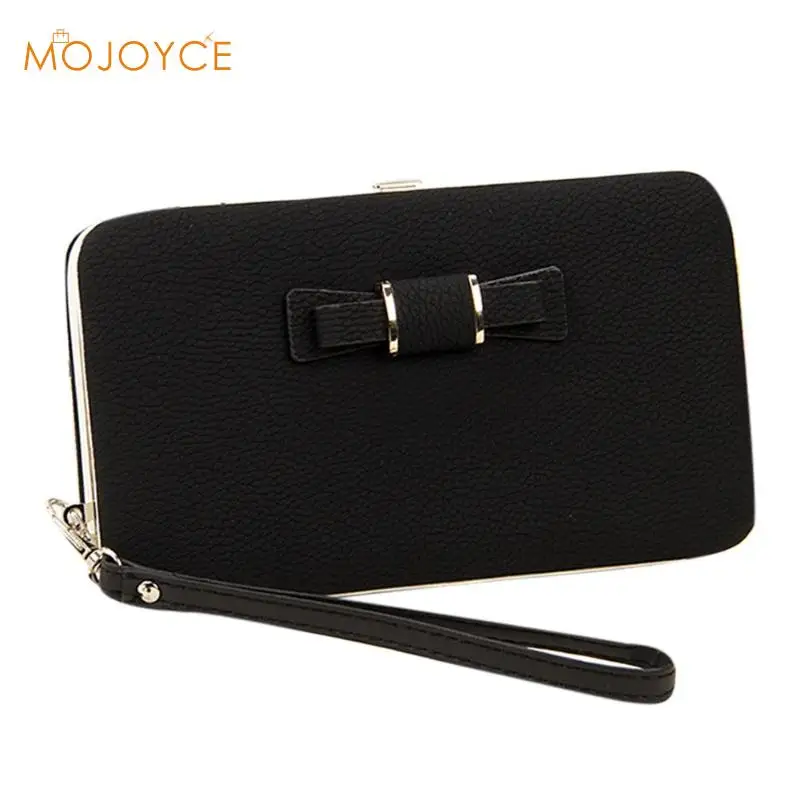 

New Women Phone Coin Purse Leather Fashion Card Holder Wallet Cute Bowknot Clutch Bag Billetera Dropshipping