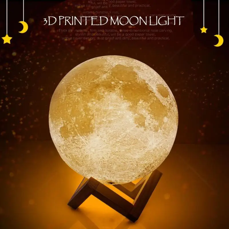 

3D Print Moon Lamp Rechargeable 16/2 Color Change Touch Night Light Lunar Luna Baby Nightlight Christmas Home Decor 20/24/22CM