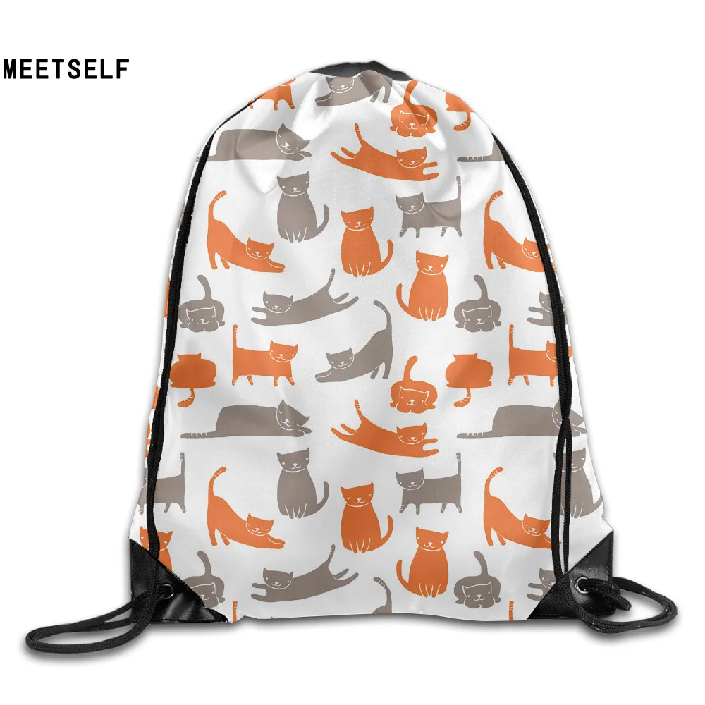 

SAMCUSTOM 3D Print Kitten's Day Shoulders Bag Women Fabric Backpack Girls Beam Port Drawstring Travel Shoes Dust Storage Bags