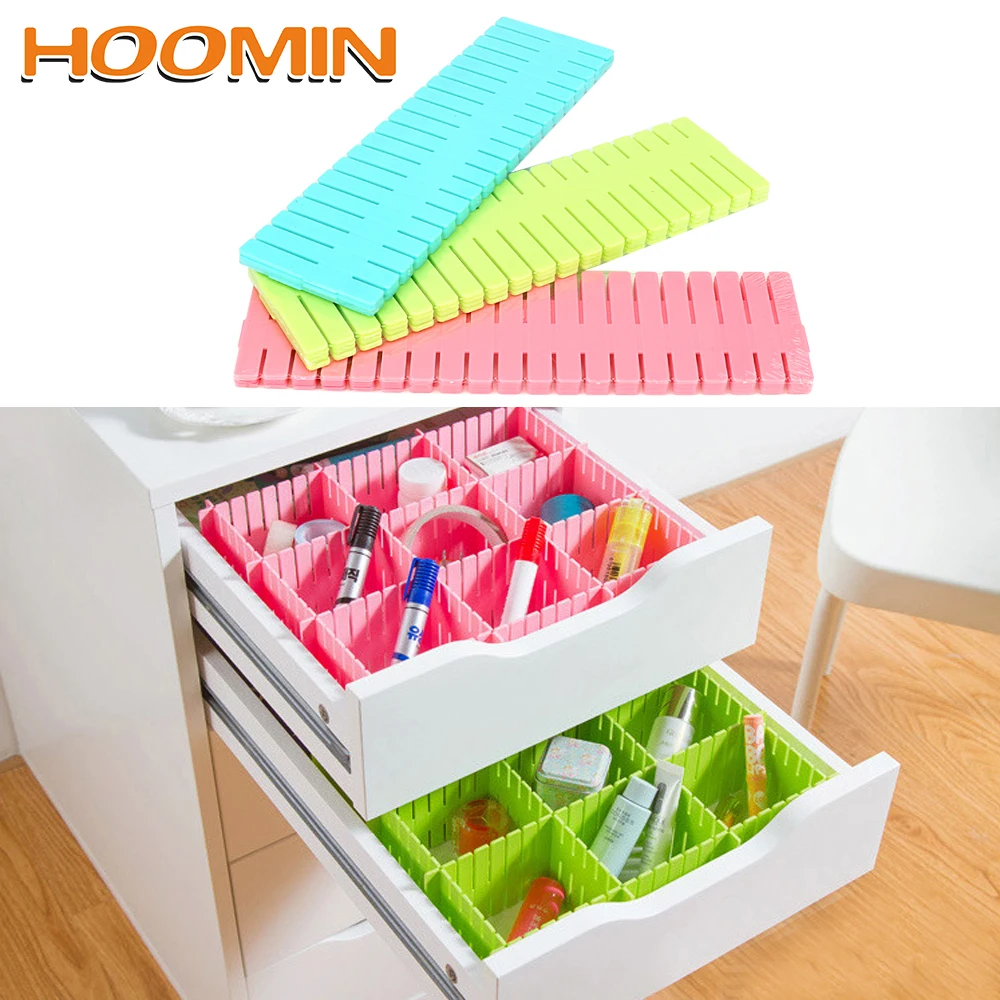 

HOOMIN 4 pcs/set DIY Grid Drawer Separator Divider Adjustable Drawer Wardrobe Clapboard Partition For Underwear Socks Storage