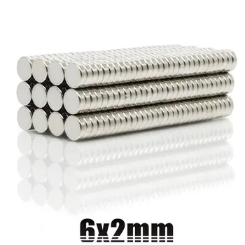 

1000Pcs/Lot Strong Rare Earth NdFeB Magnet 6mm x 2mm Neo Neodymium N35 Magnets 6*2 mm Craft Model Disc Sheet Fridge free ship