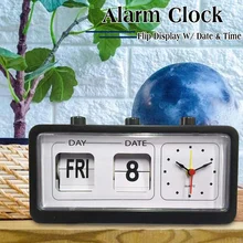 Reloj abatible Vintage decorativo dormitorio Retro abatible hacia abajo reloj fecha hora Auto página relojes escritorio estudiante reloj