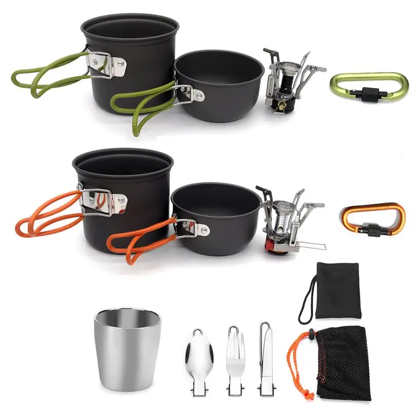

Outdoor Camping Picnic Cookware Set Tableware Cookware Stove stainless steel Cookware Cooking Picnic Traveling Cooking Set