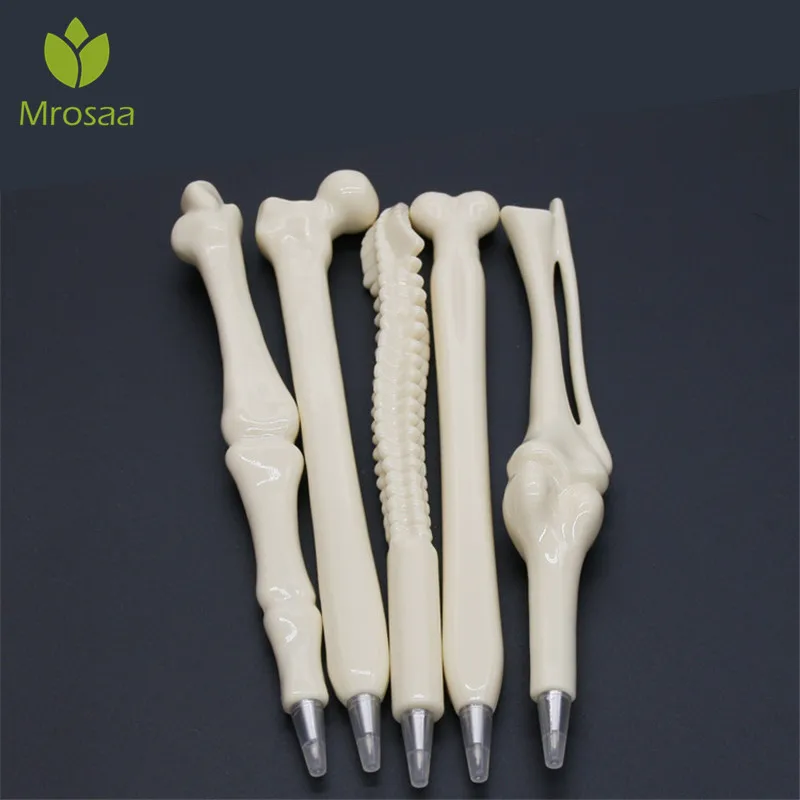 

2019 School Supplies 1/5Pcs 0.7mm Novelty Pen Writing Supplies Bone Shape Ballpoint New Gift Office Stationery Black/Blue Refill