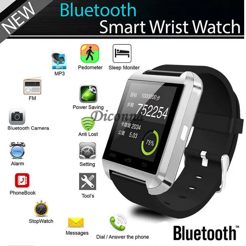 

2019 Blutooth Smart Watch Phone Mate Touch Screen for IOS Android IPhone HTC