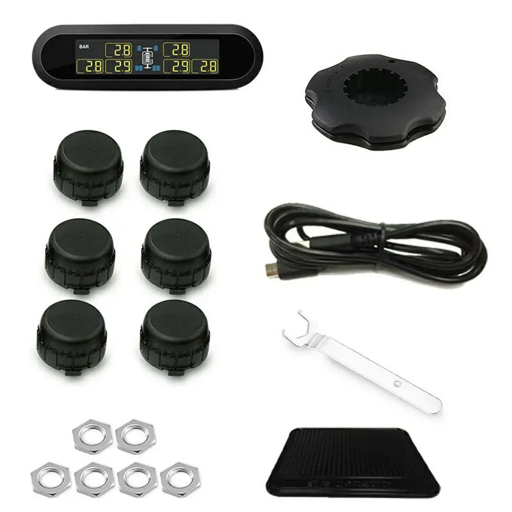 Universal LCD TPMS USB Reifen Druck Monitoringal Alarm System 6 Externe Sensoren Wiederaufladbare Reifen Druck für VW Toyota SUV Universal LCD TPMS USB Reifen Druck Monitoringal Alarm System 6 Externe Sensoren Wiederaufladbare Reifen Druck für VW Toyota SUV