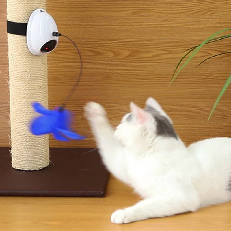 Забавная игрушечная кошка мышь двойной эффект Электрический Кот Игрушка перо
