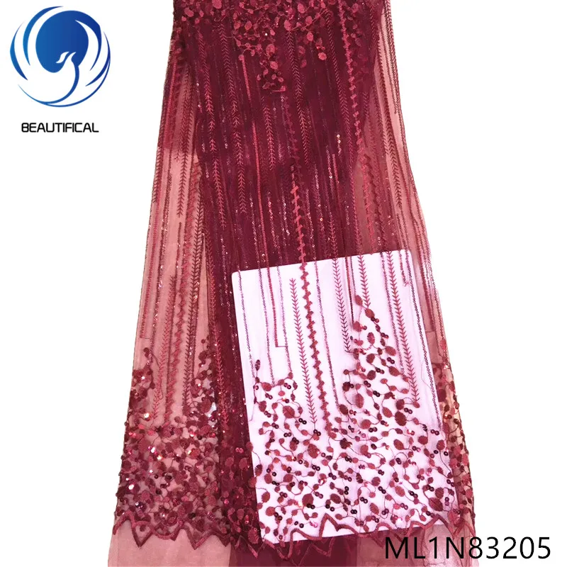 

BEAUTIFICAL french sequins lace fabrics tulle mesh fabric lace for party african embroidery net lace ML1N832