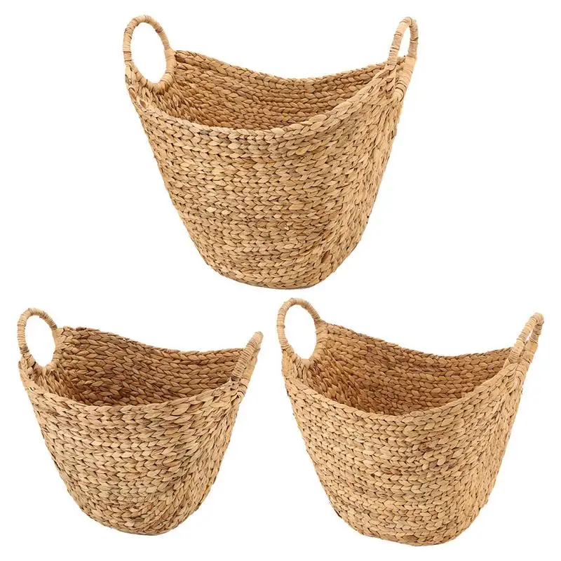 

Large Woven Storage Basket With Braided Handles Natural Blankets Towels Pillows Toys Laundry Barrel Home Organizer