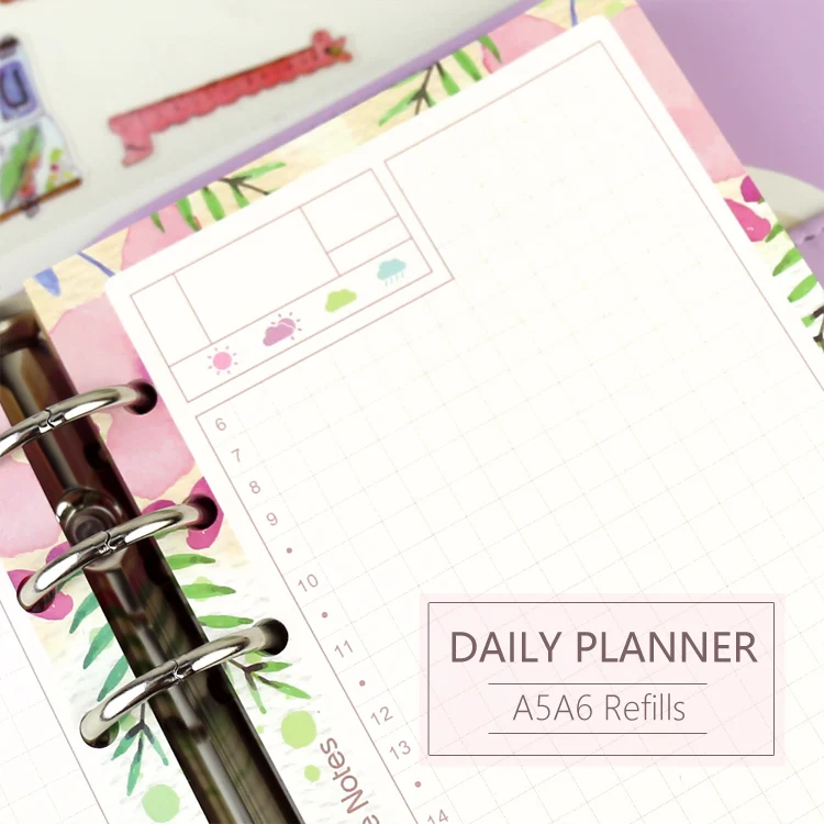 

MyPretties Floral 1D1P Daily Planner Refill Papers A5 A6 Filler Papers for 6 Hole Binder Organizer Notebook Papers 40 Sheets