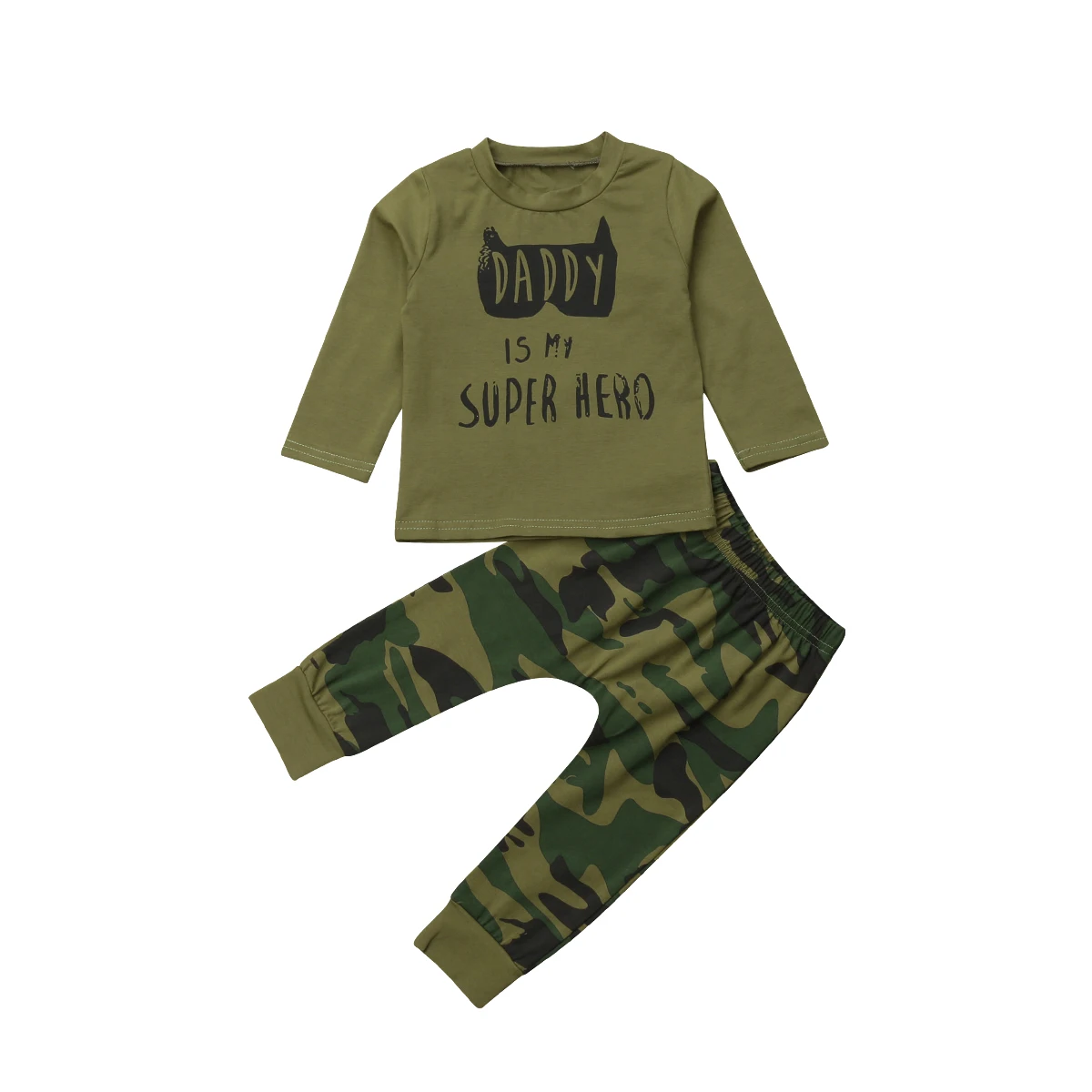

Fashion Cartoon Newborn Baby Boys Long Sleeve Tops T-shirt Camo Pants Outfits Set Clothes 0-24M