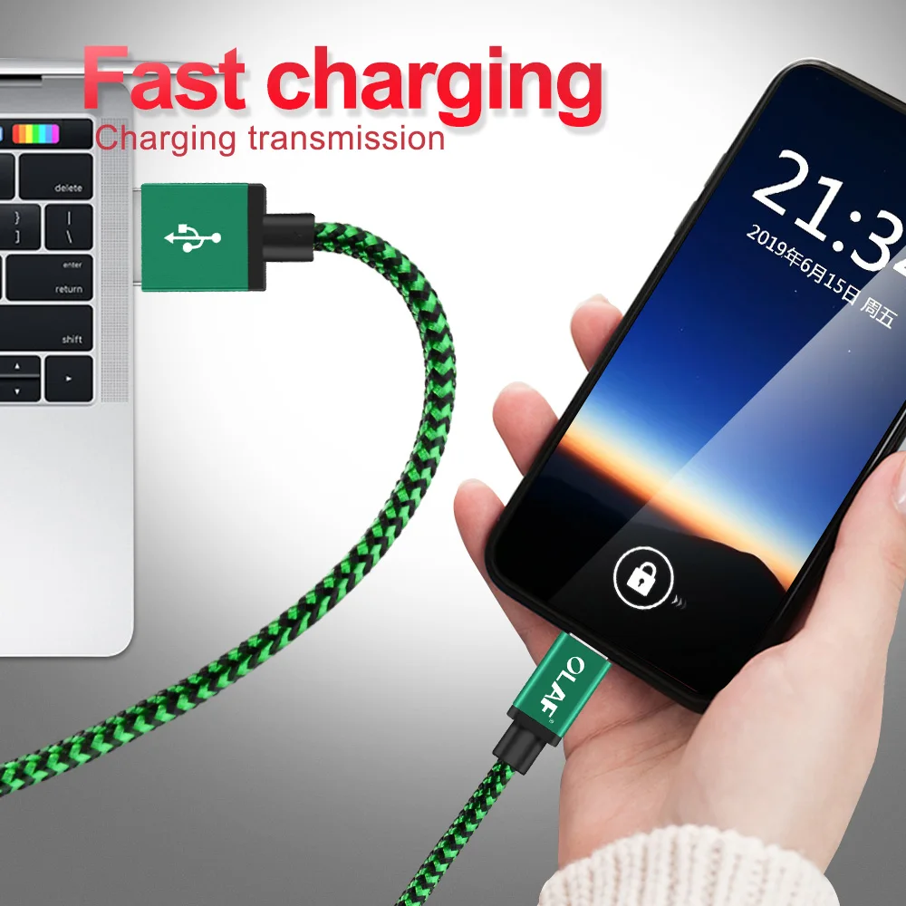 أولاف المصغّر usb كابل شحن كابل يو اس بي شاحن البيانات الحبل شاحن يو اس بي سلك لسامسونج هواوي الهاتف المحمول كابل شحن سريع