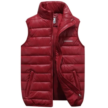 

New Winter Men Vest Sleeveless Puffer Warm Male Winter Warmer Veats Solid Outwear Zipper Padded Coats Man outerwear coat