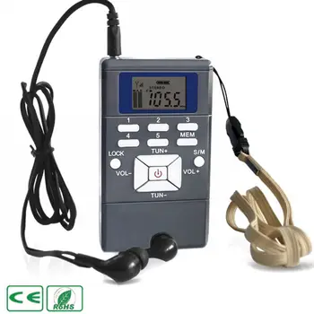 

60-108MHz Portable Handheld Digital FM Radio Gray Plastic Shell FM Radio Receiver Battery Powered with Earphone