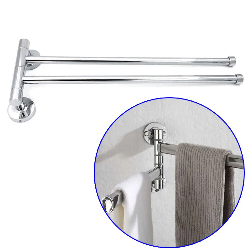 

Bathroom Arm Towel Bars 2-Arm Wall Mount Swing Out Rotate Towel Shelf Stainless Steel Rack WXV Sale