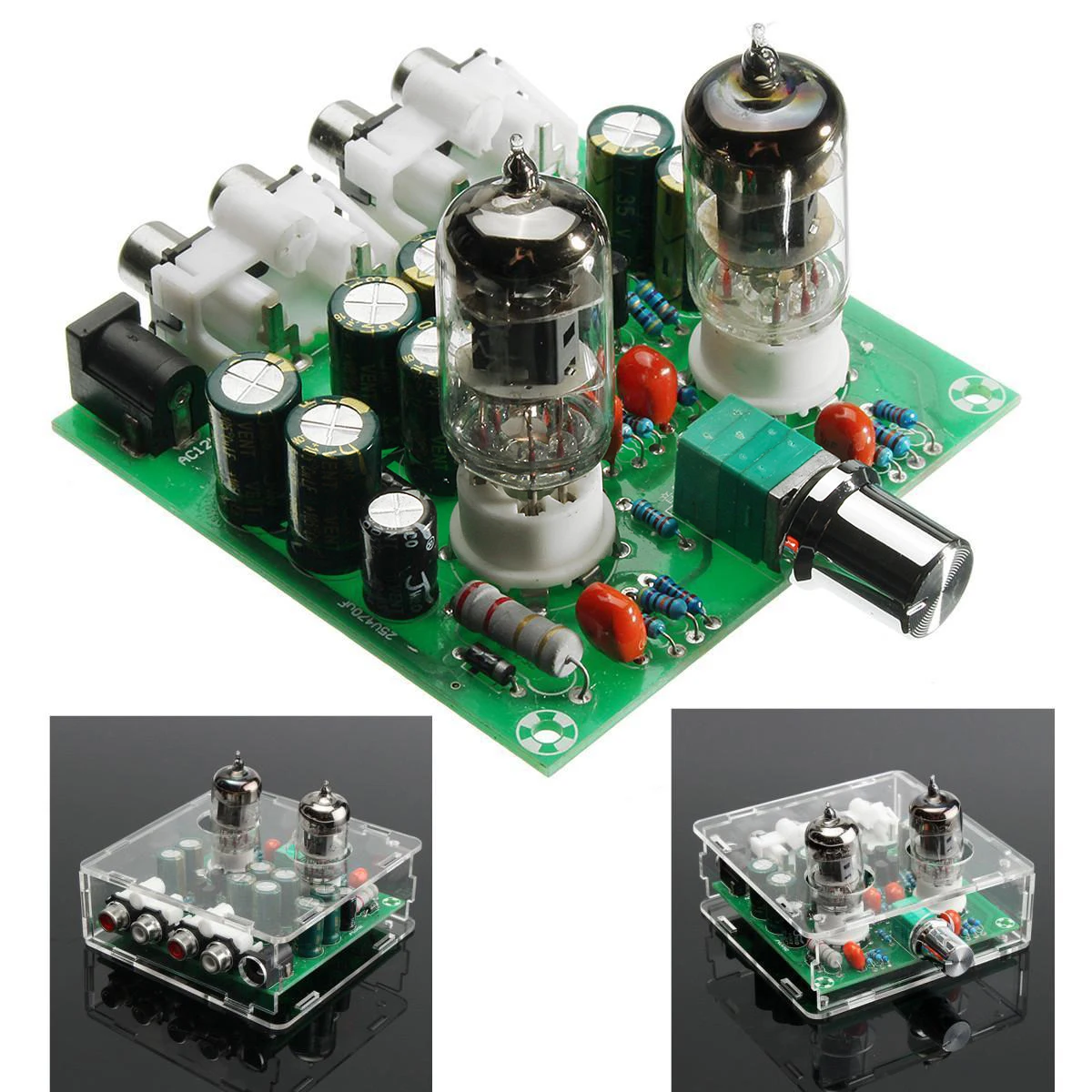 FULL-AC 12V 6J1 Valve Pre-amp Tube PreAmplifier Board Headphone Amplifier Buffer Case FULL-AC 12V 6J1 Valve Pre-amp Tube PreAmplifier Board Headphone Amplifier Buffer Case
