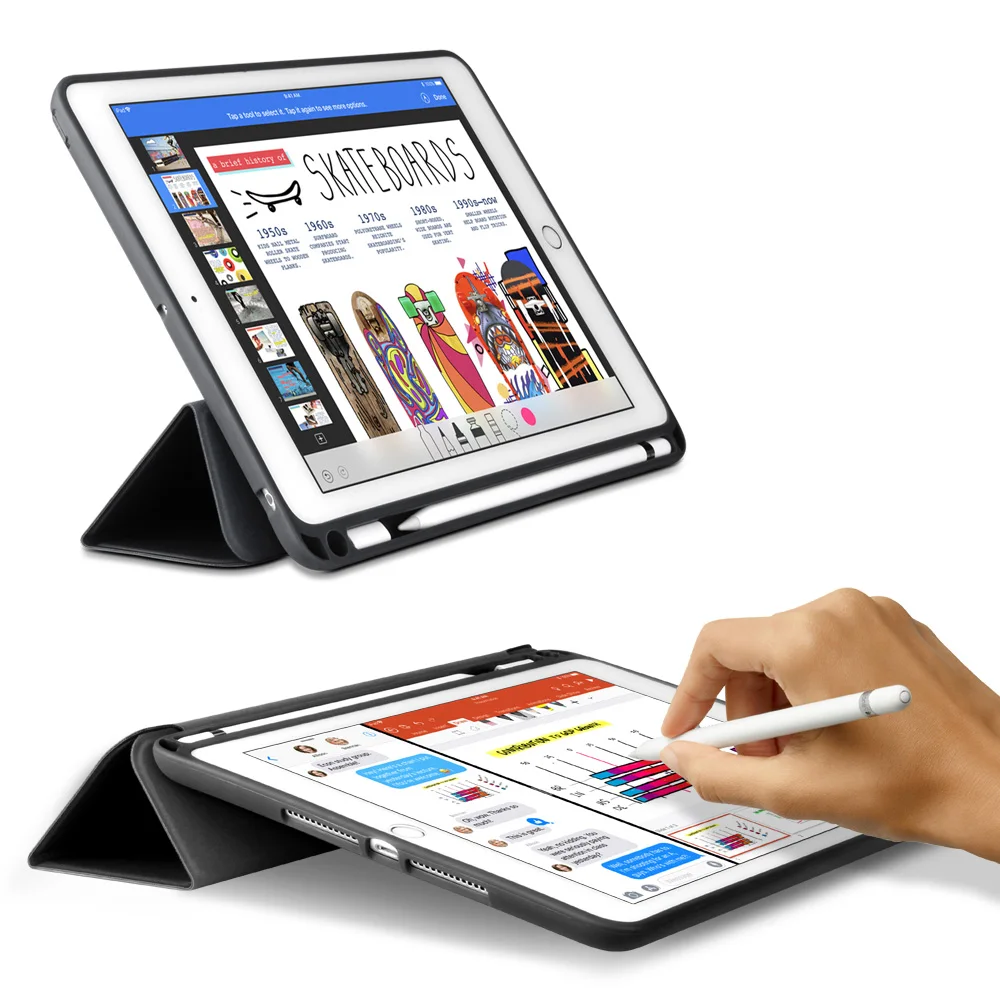 Для iPad 9 7 2017 2018 ультра тонкий легкий Smart Cover Защитный флип чехол с Apple Pencil держатель