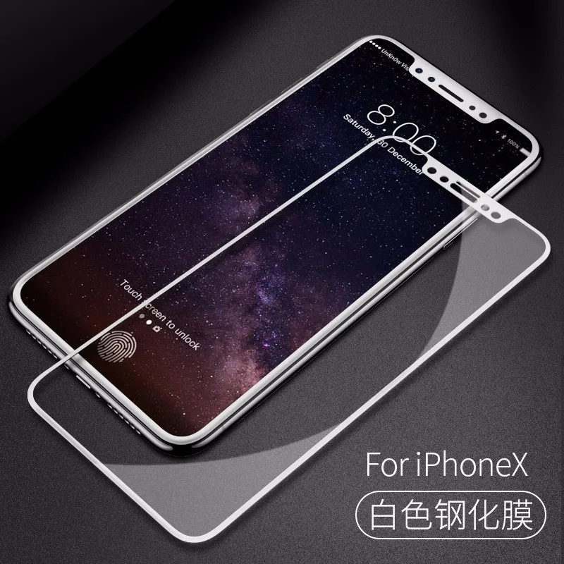 Защитная пленка из закаленного стекла с 3D краями для iPhone X XS 6 6s 7 8 Plus 7Plus черный