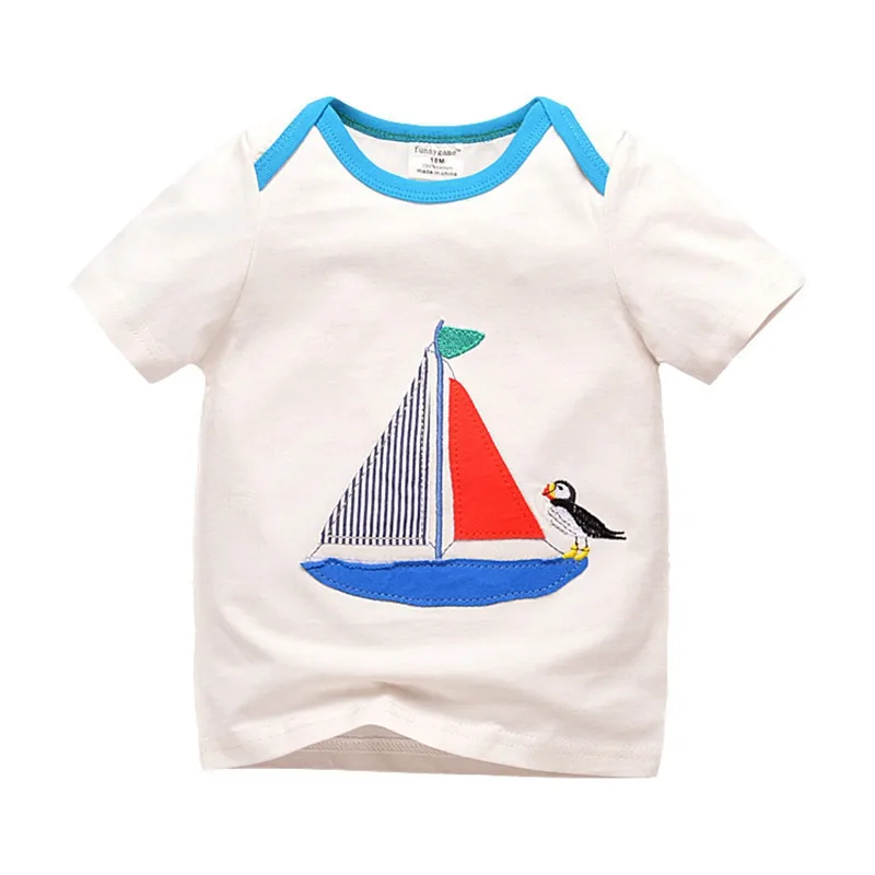 Summer Boys Shirts Cotton Children T-shirts Cute Cartoon Print Tops For Girl Short Sleeve Kids Blouse Toddler Tees Baby Clothing