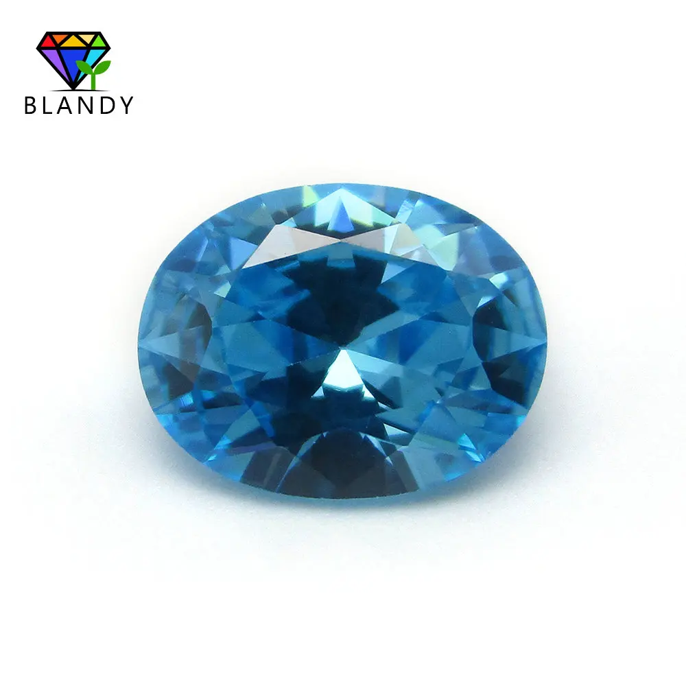 

5A Qaulity 2x3~10x14mm Oval Shape Seablue Cubic Zirconia Machine Cut Loose Zirconia Stone Gems For Jewelry