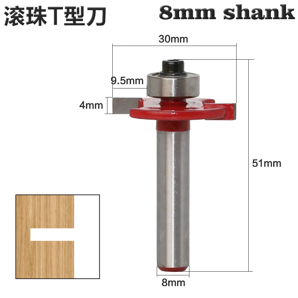 

8-handle ball T-cutter slotting cutter woodworking milling cutter T-tenon cutter carpentry cutte cnc mill wood threading tools
