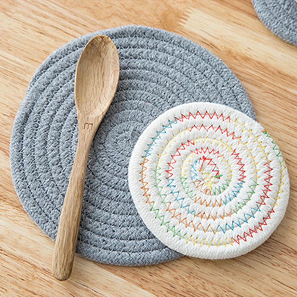 

1pcs Japanese-style Drink Coasters Set For Kungfu Tea Accessories Round Tableware Placemat Dish Mat Rattan Weave Cup Mat pad