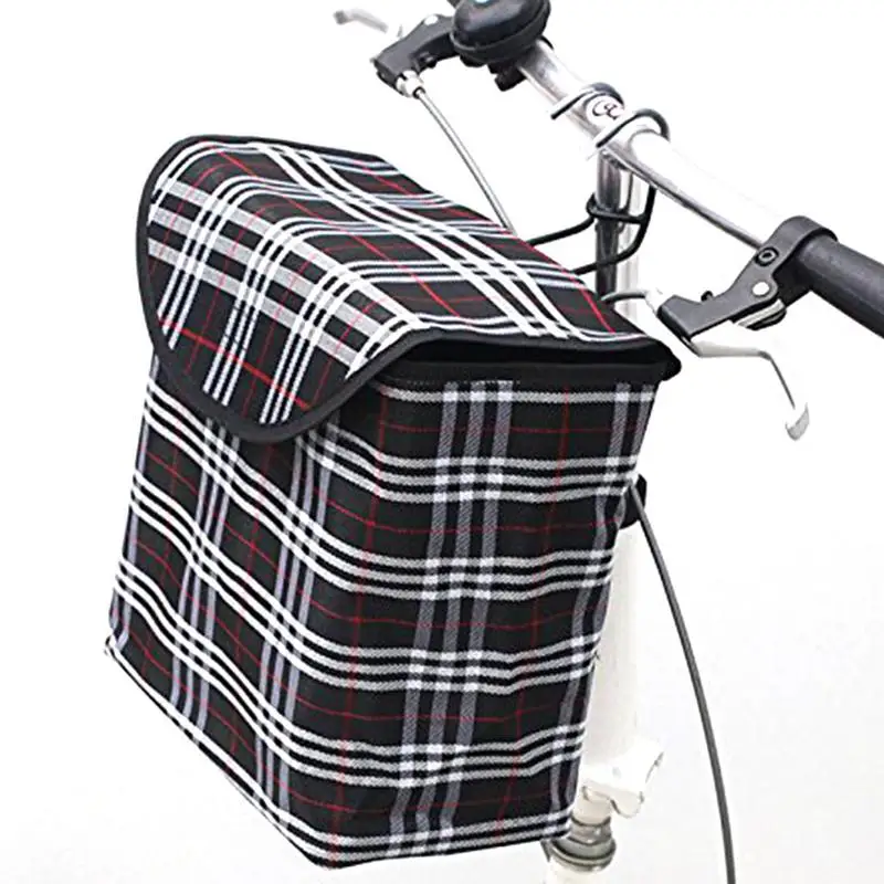 

Square Thickened Waterproof Canvas Basket With Cover Folding Bicycle Basket Riding Supplies Literature And Art Lattice Basket
