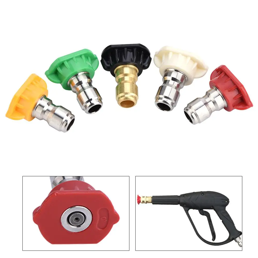 5pcs/Set New Pressure Washer Spray Nozzles Tip Set Variety Degrees For Quick Connect Hot Sale Supplies garden Watering | Дом и сад