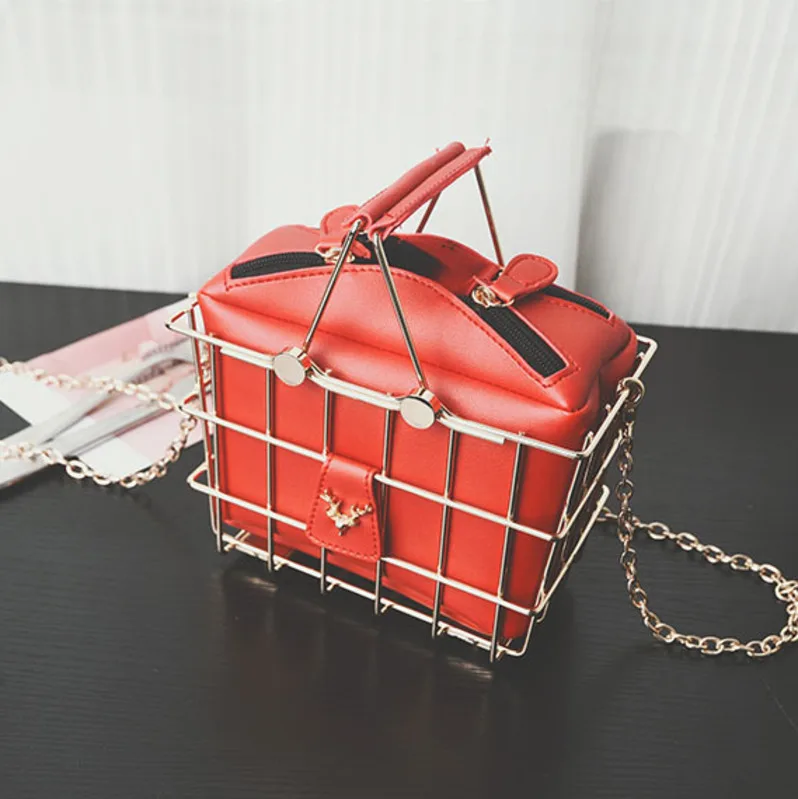 

Metal Basket Crossbody Bags For Women Luxury Handbags Designer Famous Brand Bolsa Feminina Shoulder Bag Ladies Sac A Main 2019