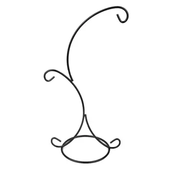 

2-Hook Hanging Glass Bauble Iron Stand Holder Home Garden Decor Black