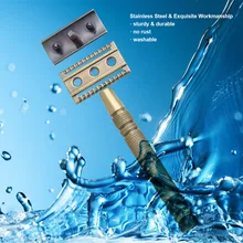 Набор для бритья с двойным краем, безопасная бритва с подставкой, набор инструментов для удаления бороды/усов